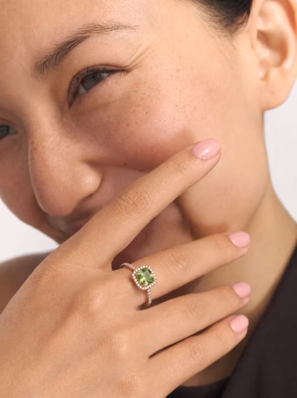 Peridot Halo Ring