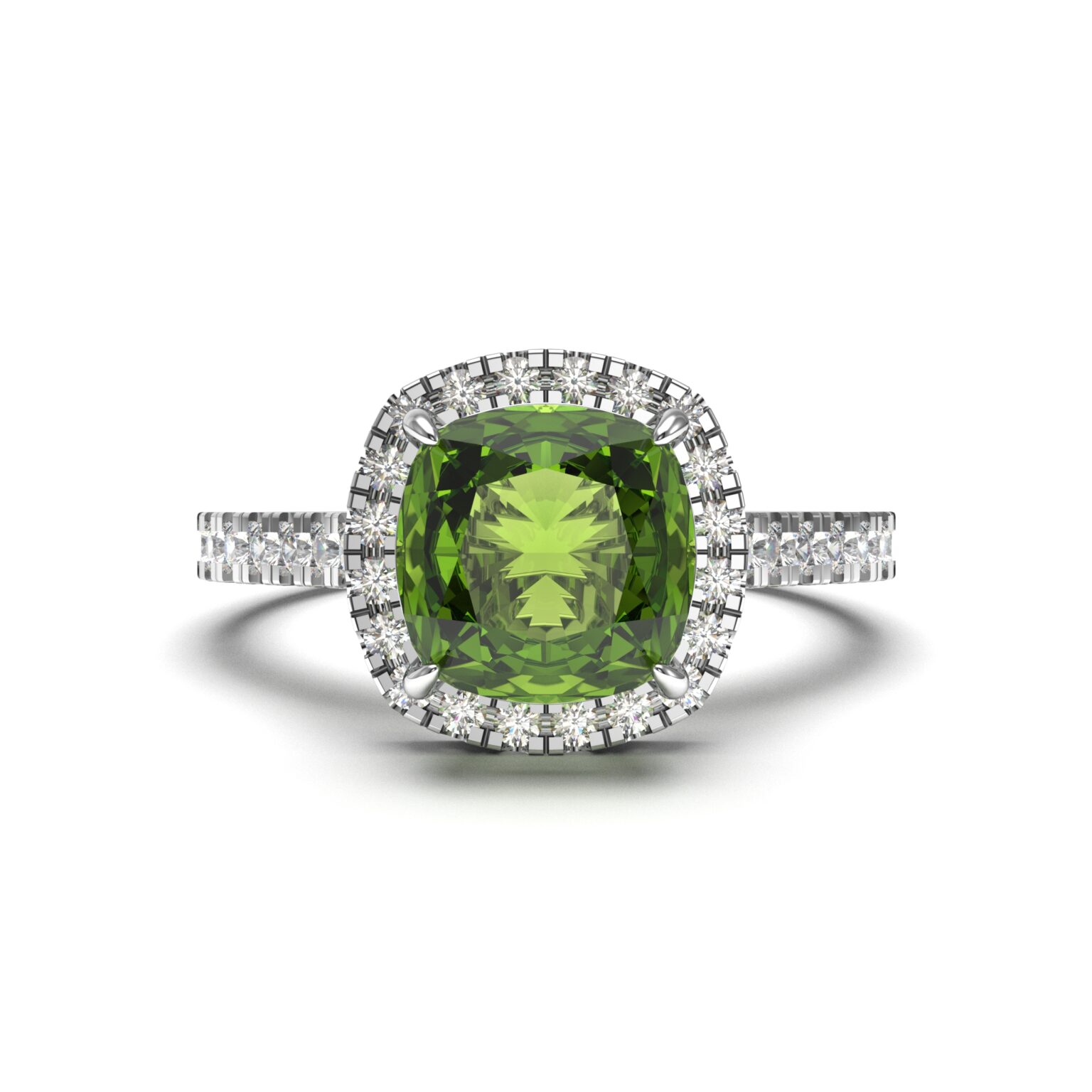 Peridot Halo Rings