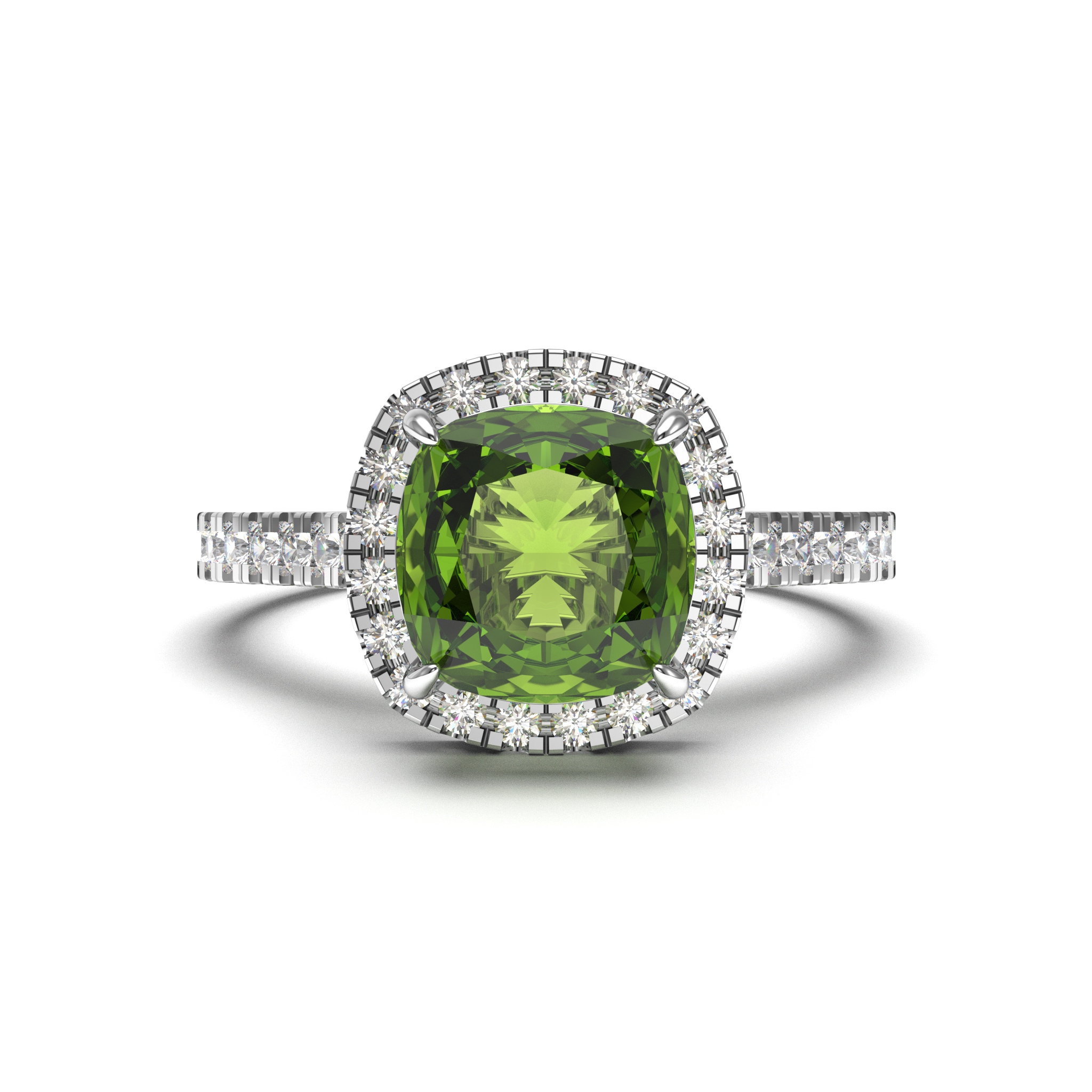 Peridot Halo Rings