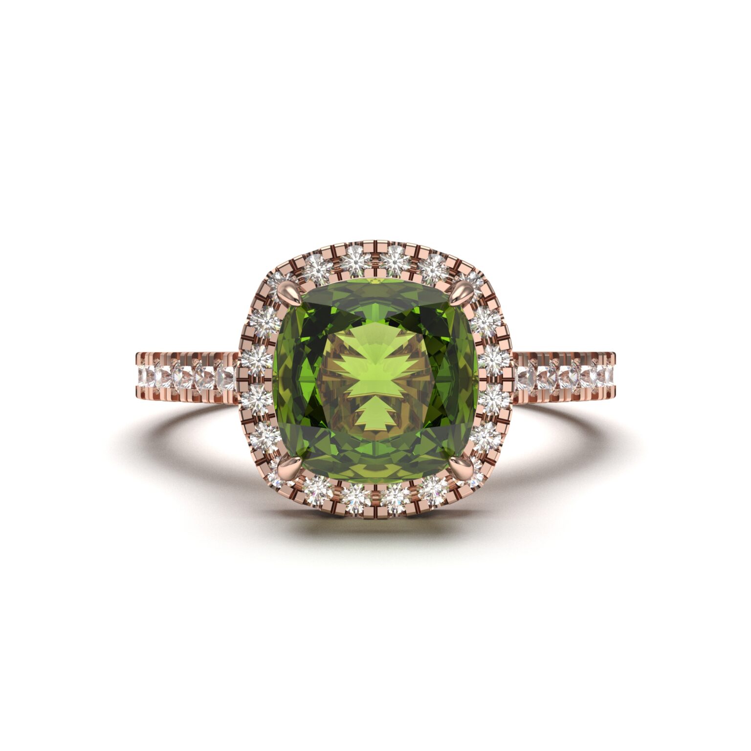 Peridot Halo Rings