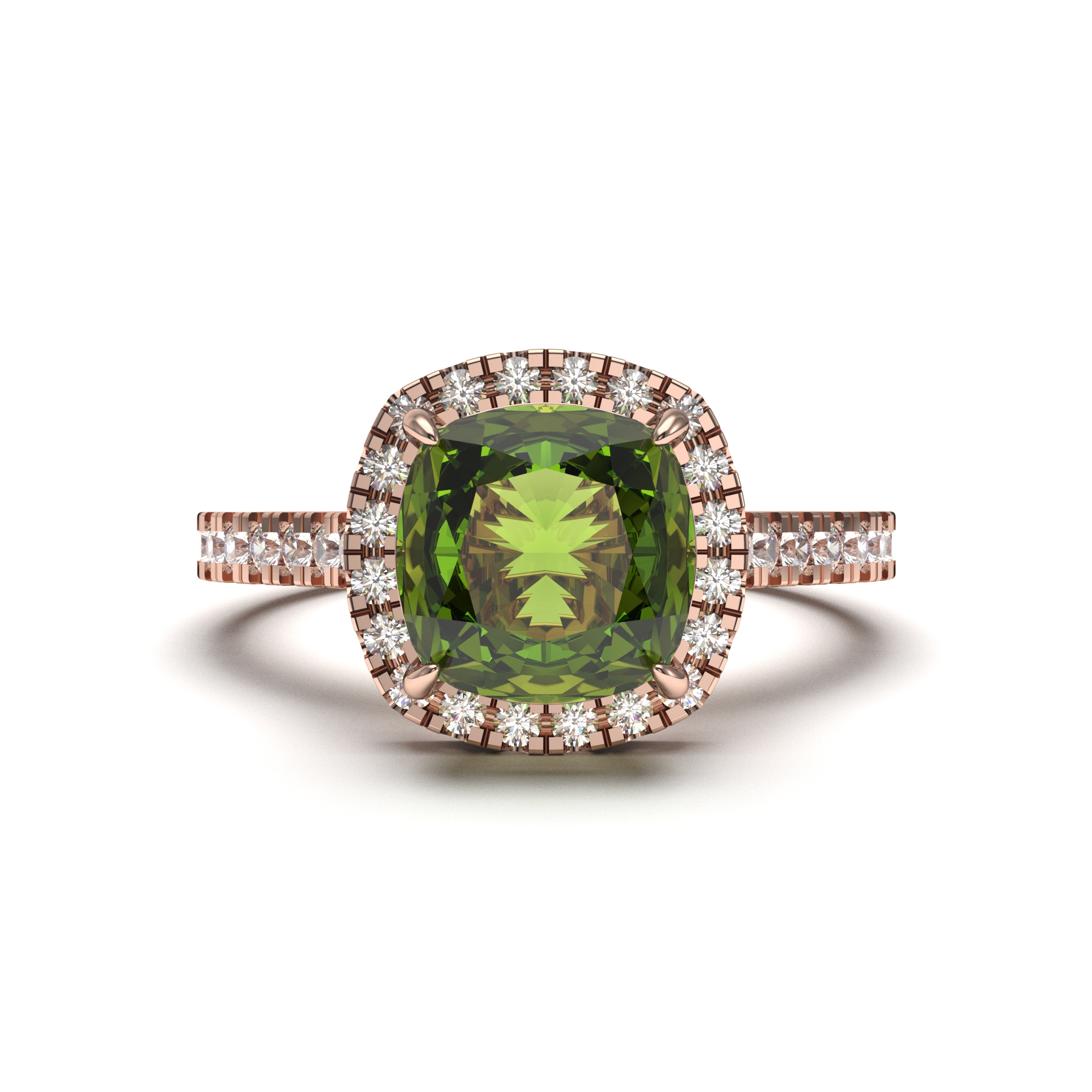 Peridot Halo Rings