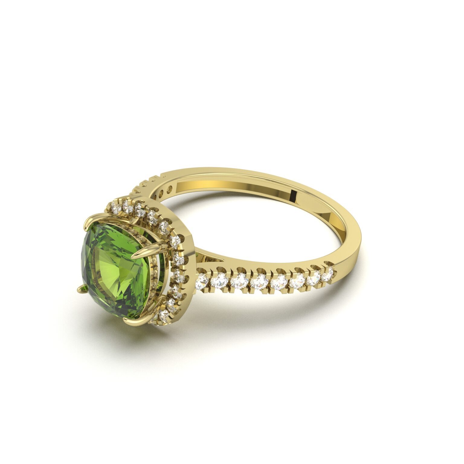 Peridot Halo Rings