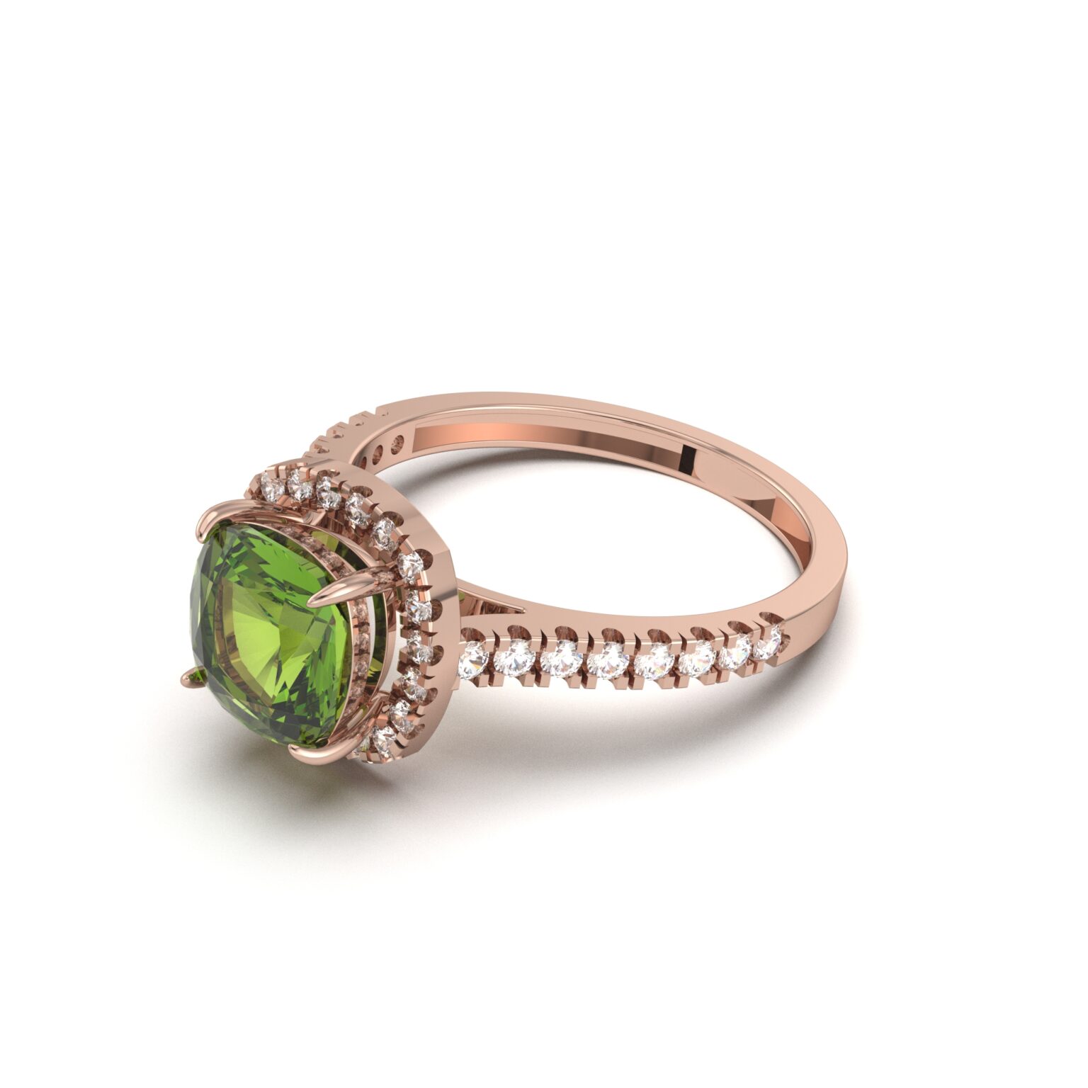 Peridot Halo Rings