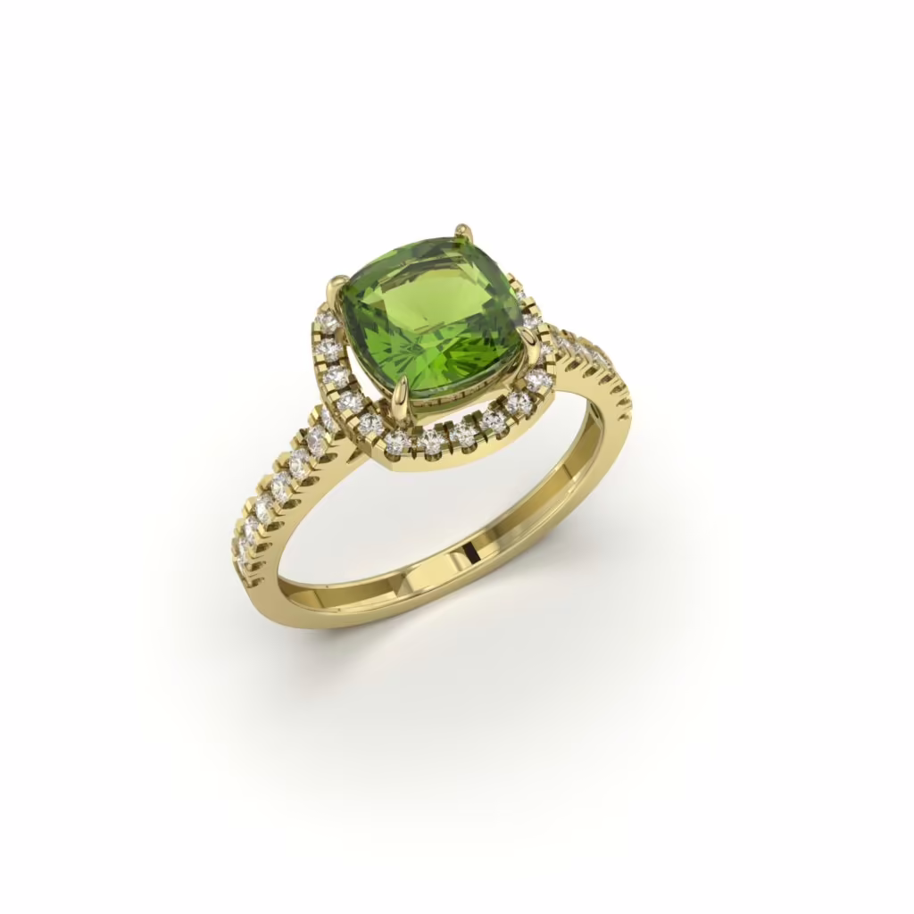 Peridot Halo Rings