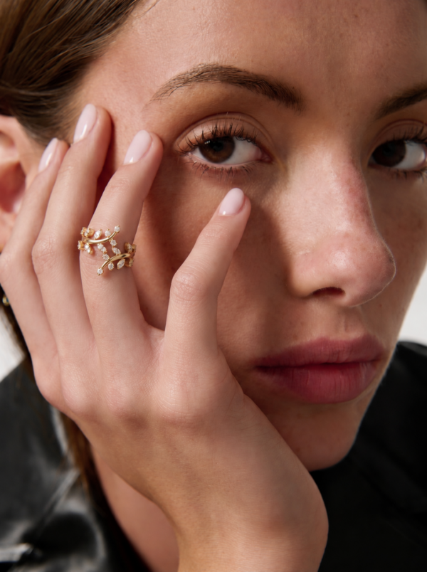 Diamond Leaf Wrap Ring