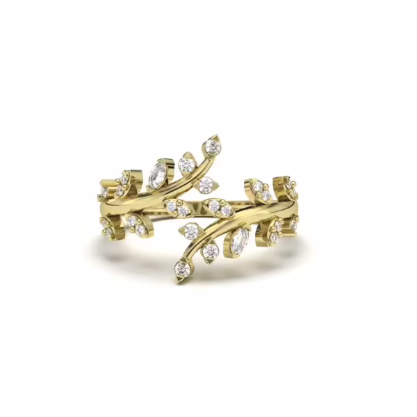 Diamond Leaf Wrap Ring