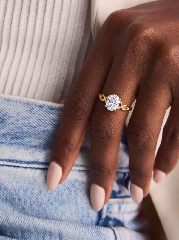 Oval Twisted Solitaire Ring