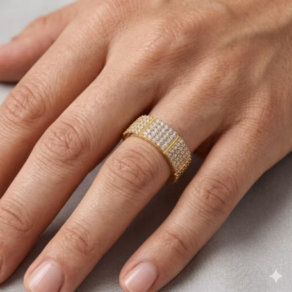 Mens Pave Wedding Band