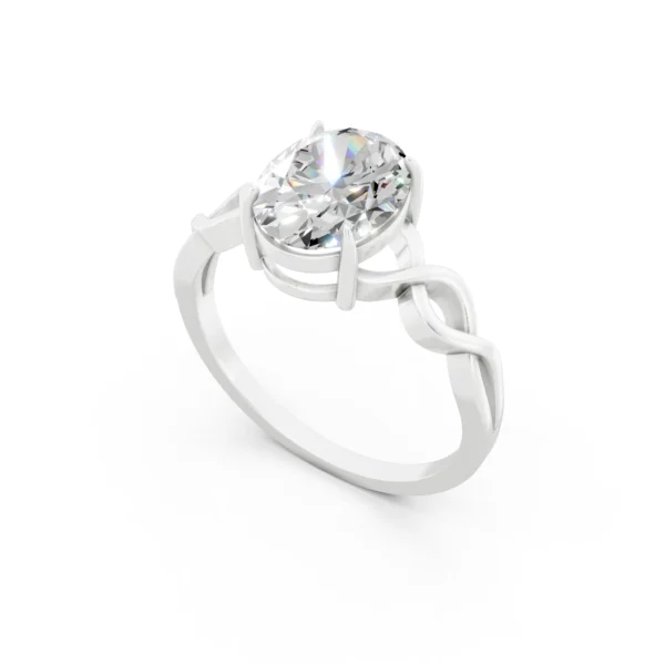 Oval Twisted Solitaire Ring