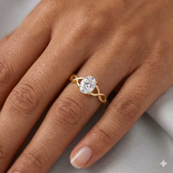 Oval Twisted Solitaire Ring