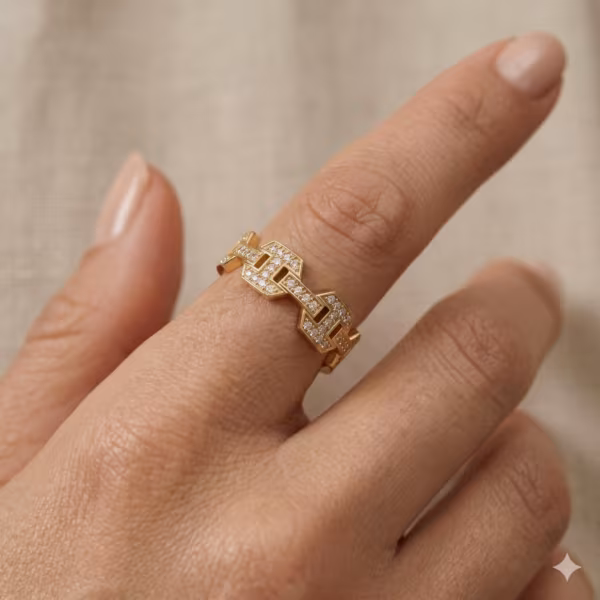 Diamond Pavé Link Ring