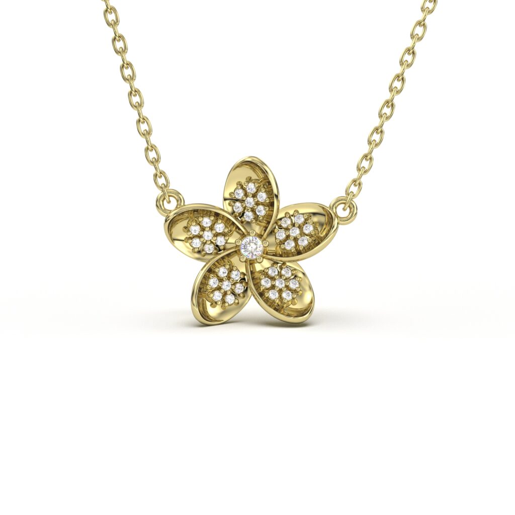 Diamond Plumeria Pendant