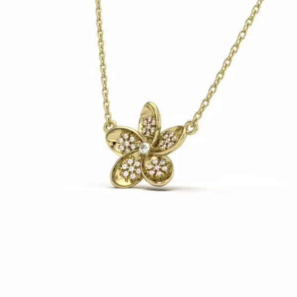 Diamond Plumeria Pendant