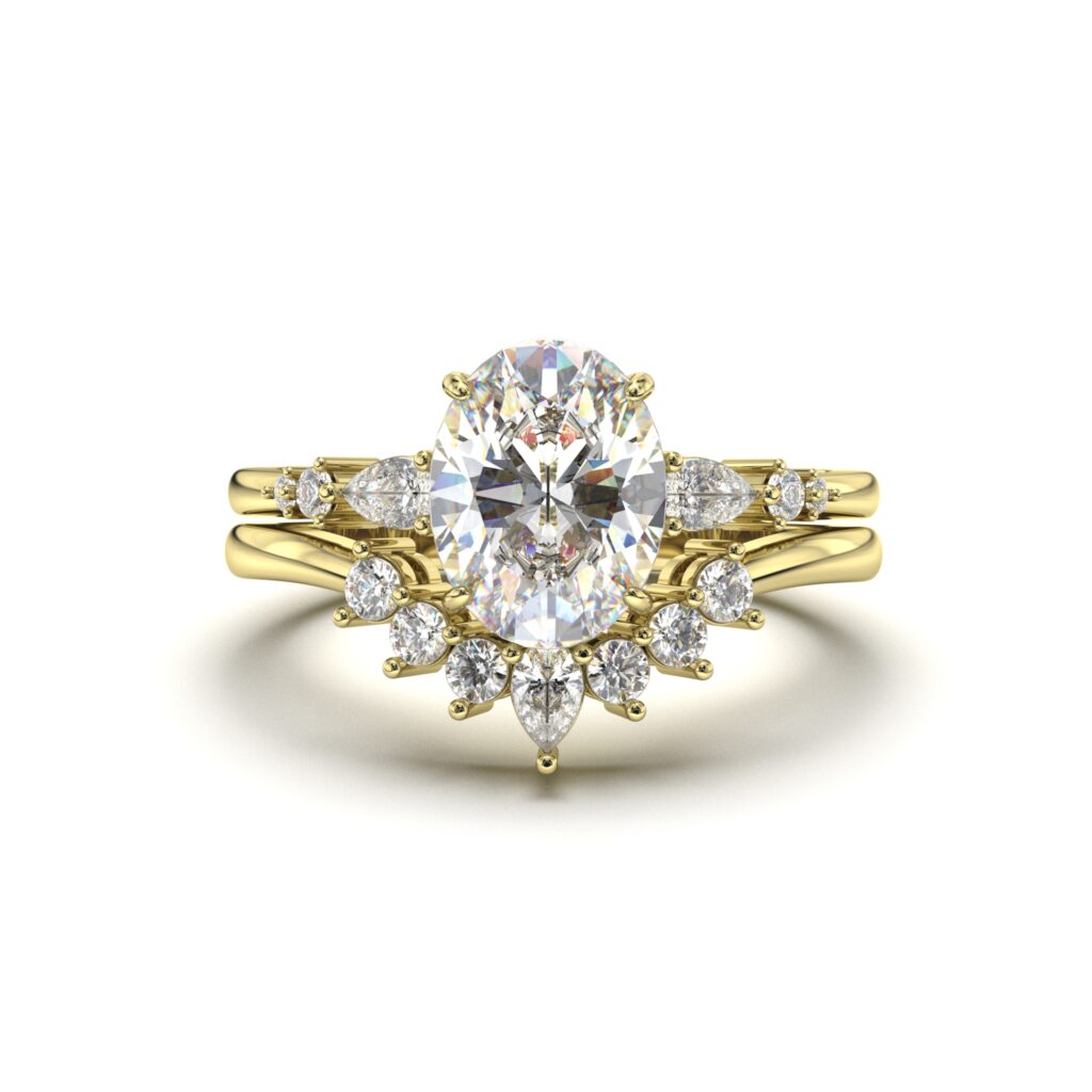 Oval Enhancer Set Oval Accented Solitaire Curved Diamond Band