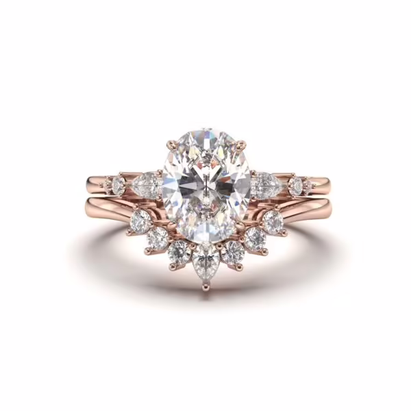 Oval Enhancer Set Oval Accented Solitaire Curved Diamond Band