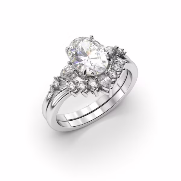 Oval Enhancer Set Oval Accented Solitaire Curved Diamond Band