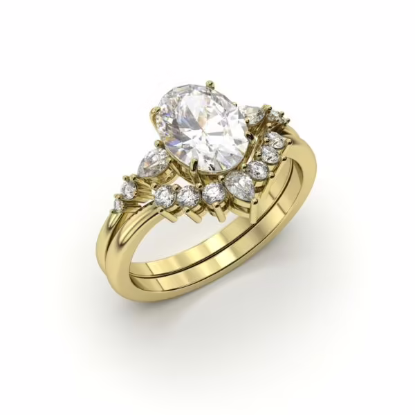 Oval Enhancer Set Oval Accented Solitaire Curved Diamond Band