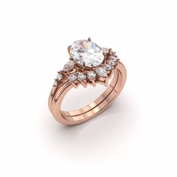 Oval Enhancer Set Oval Accented Solitaire Curved Diamond Band