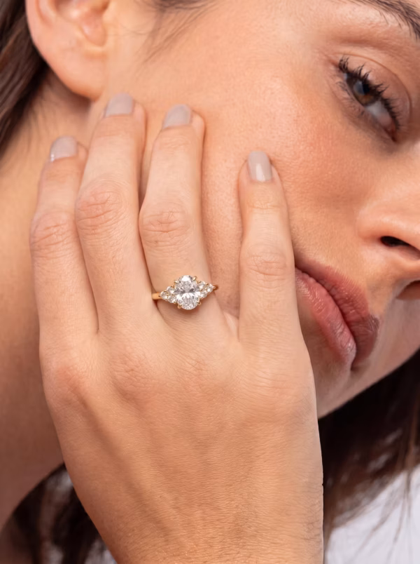 Oval Cluster Engagement Ring