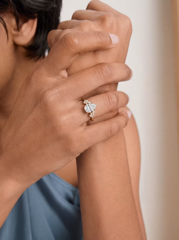 Pear Floral Engagement Ring