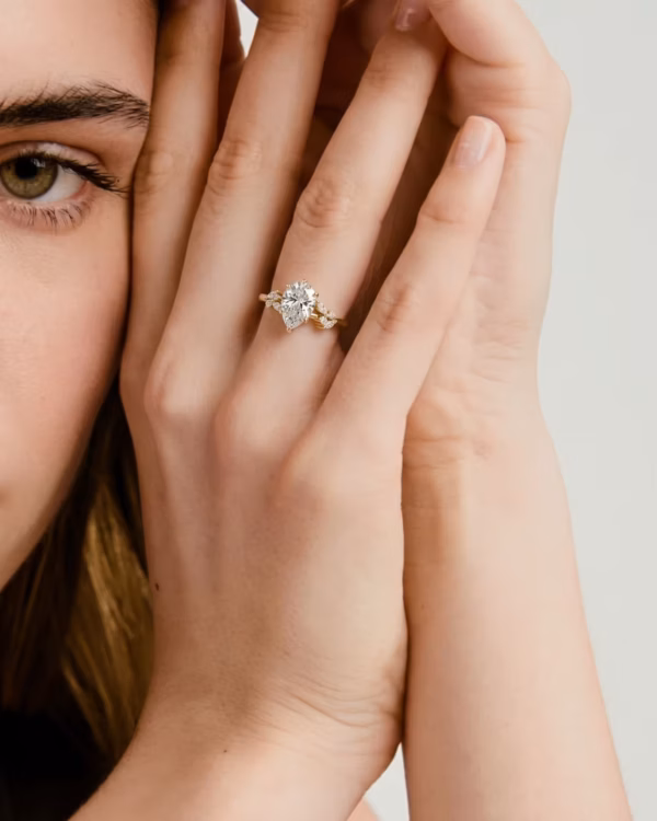Pear Floral Engagement Ring