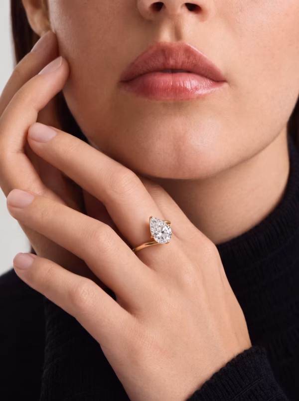 Pear Solitaire Ring
