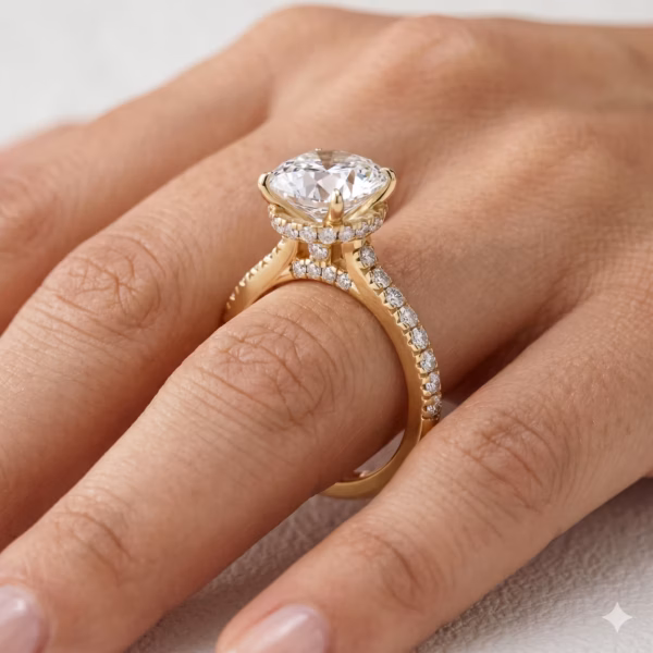 Oval Hidden Halo Ring