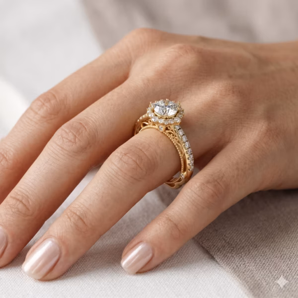 Round Cathedral Halo Ring