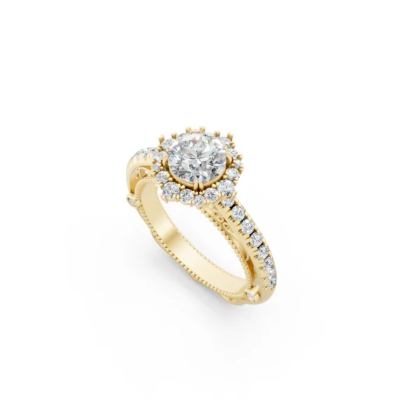 Round Cathedral Halo Ring