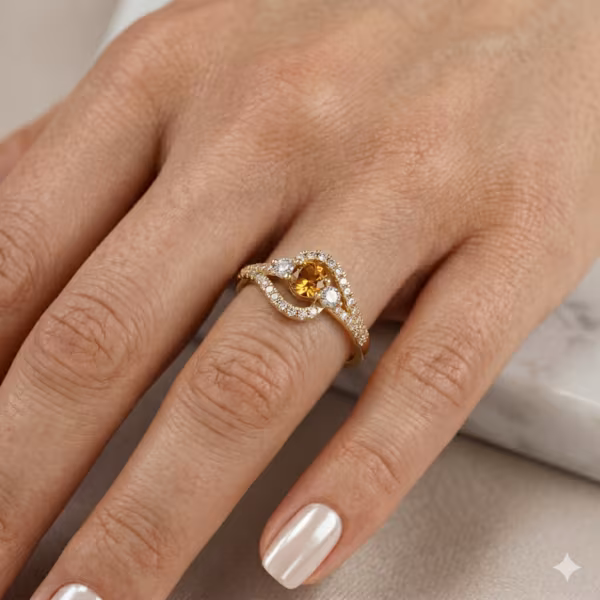 Citrine Halo Ring