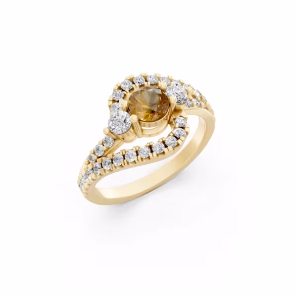 Citrine Halo Ring