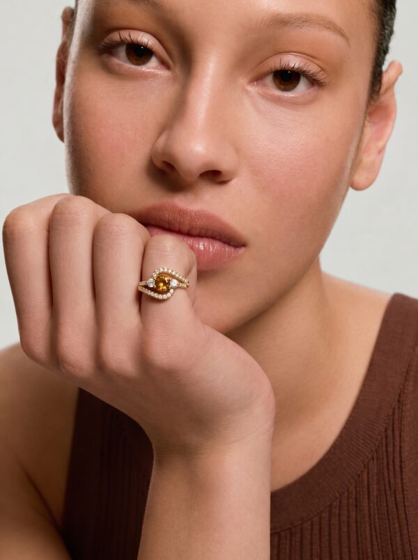 Citrine Halo Ring