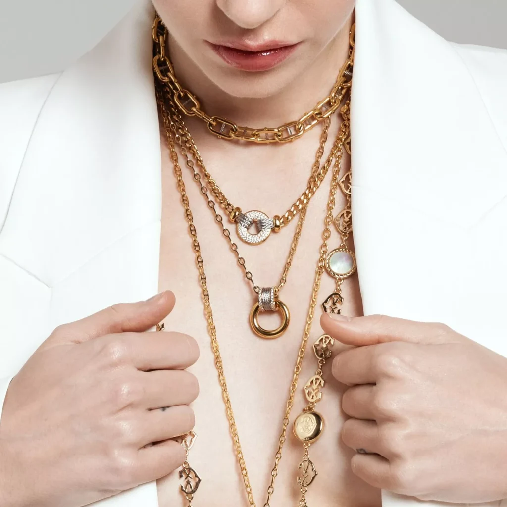 Gold jewellery collection display at Empire Jewellery Bahrain — rings, necklaces, and bangles