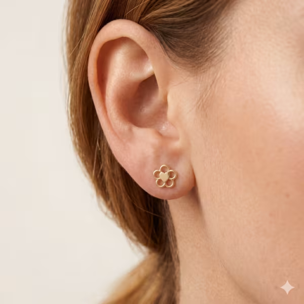 Petal Heart Stud Earrings
