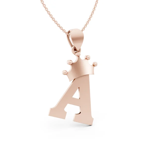 Crown Initial Pendant in rose gold