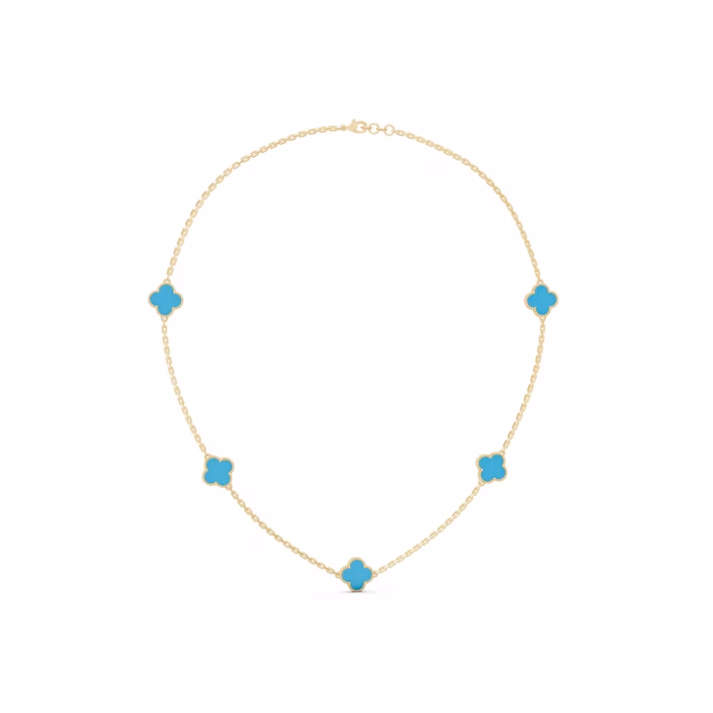 Blue Agate Clover Necklace