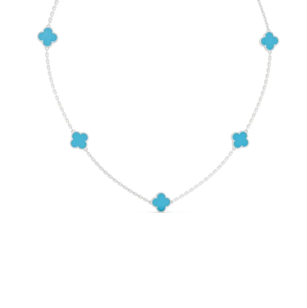 Blue Agate Clover Necklace