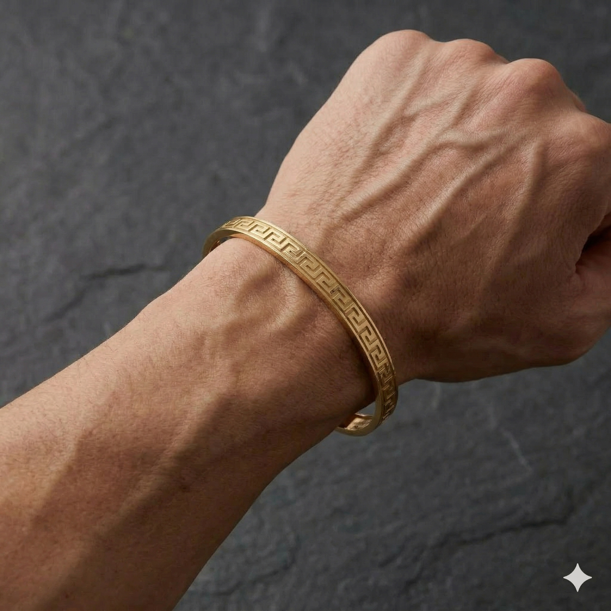 Greek Key Bangle: 18k Gold and Silver!! Empire Jewellery