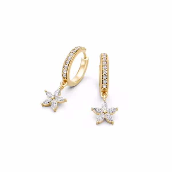 Marquise Flower Drop Earrings