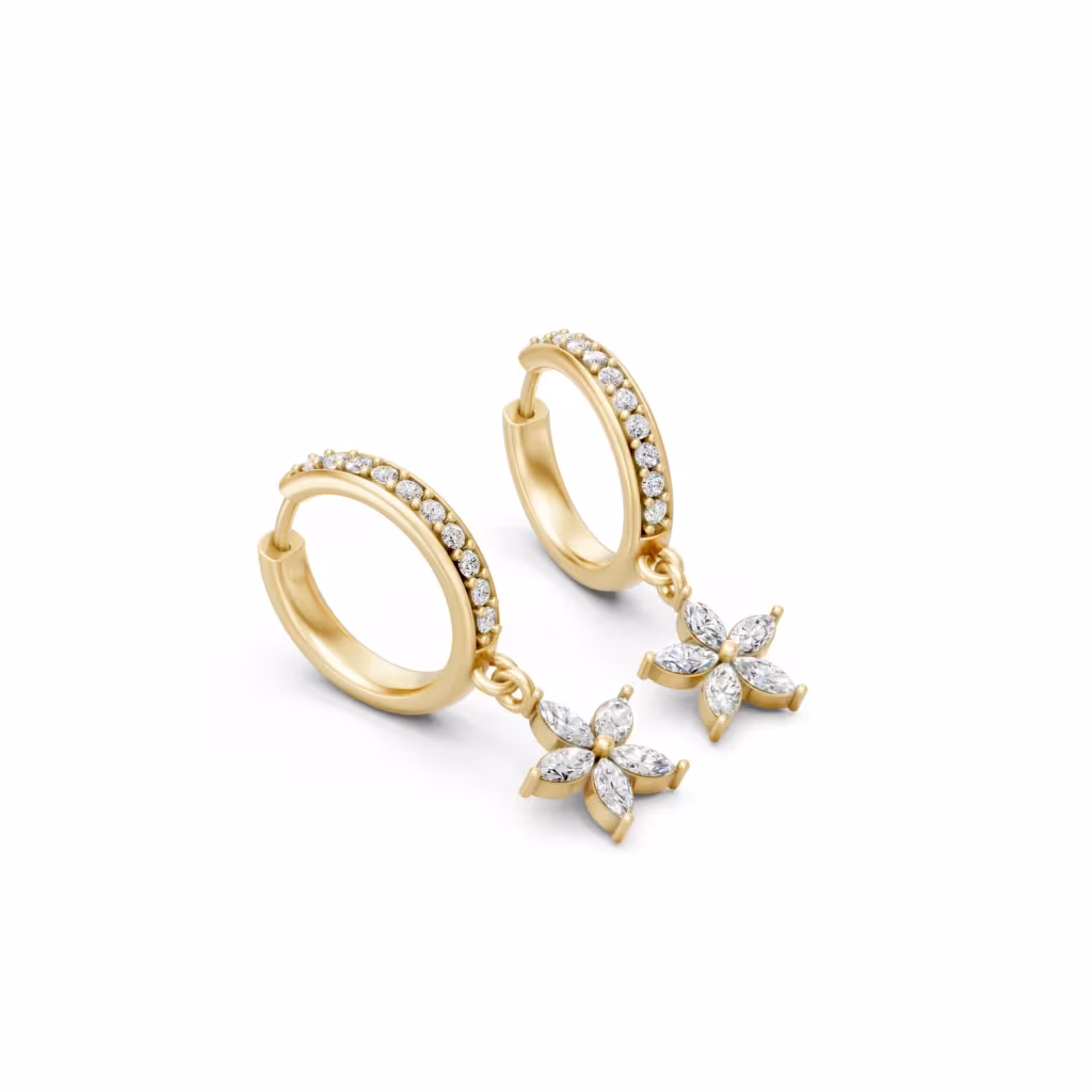 Marquise Flower Drop Earrings