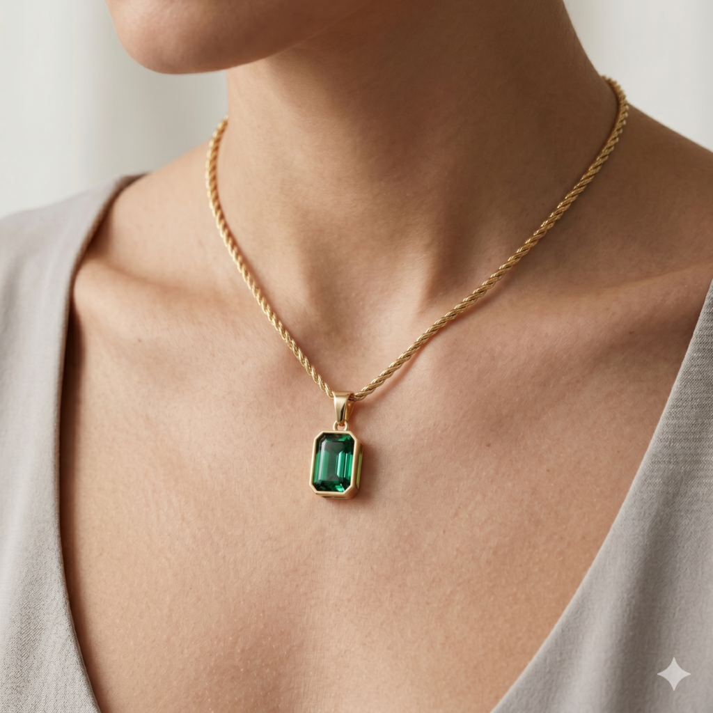 Emerald Bezel Pendant