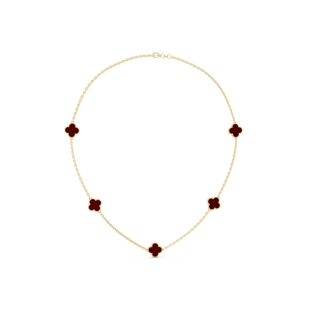 Red Carnelian Clover Necklace