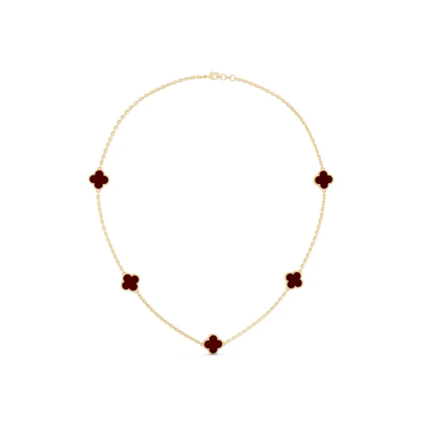 Red Carnelian Clover Necklace