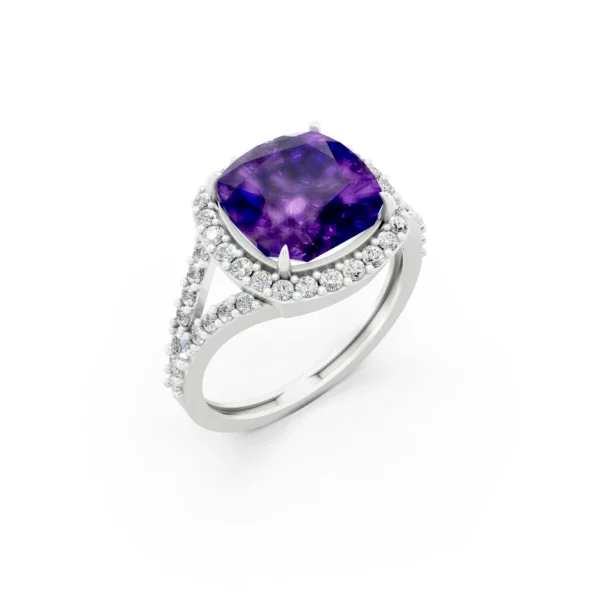 Amethyst Halo Wedding Ring