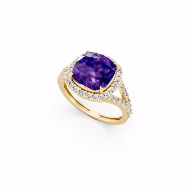 Amethyst Halo Wedding Ring