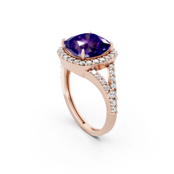 Amethyst Halo Wedding Ring