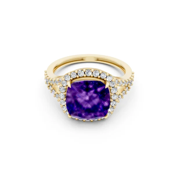 Amethyst Halo Wedding Ring