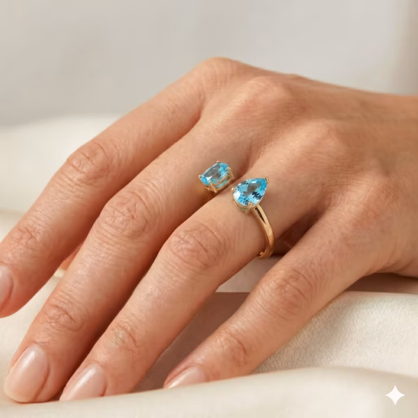 Aquamarine Bypass Ring