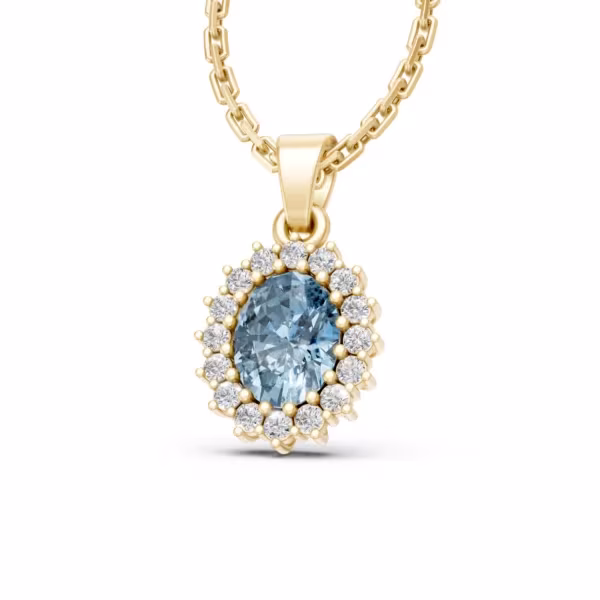 Aquamarine Halo Pendant
