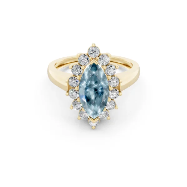 Aquamarine Halo Ring